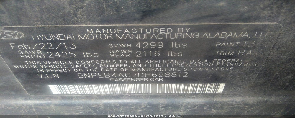 5NPEB4AC7DH698812 2013 HYUNDAI SONATA photo no. 9