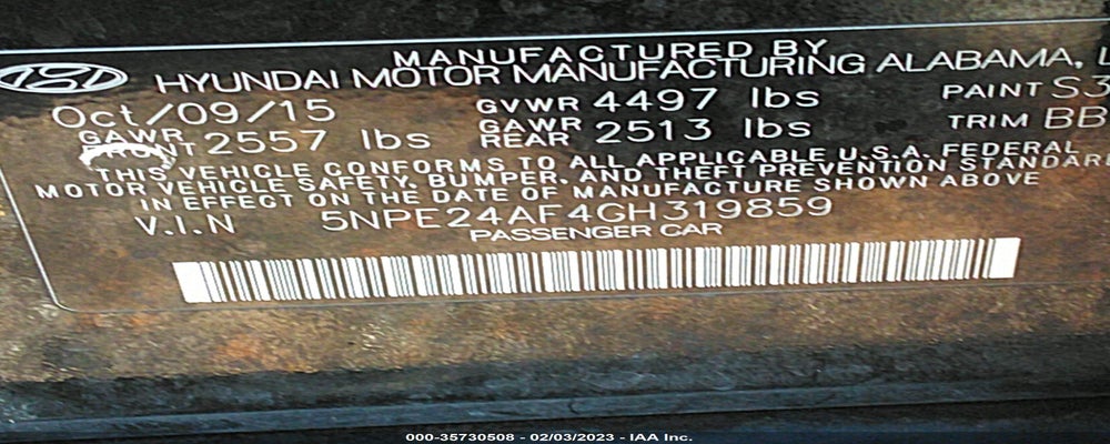 5NPE24AF4GH319859 2016 HYUNDAI SONATA photo no. 9