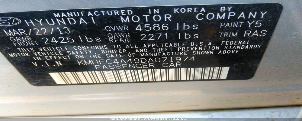 KMHEC4A49DA071974 2013 HYUNDAI SONATA HYBRID photo no. 9