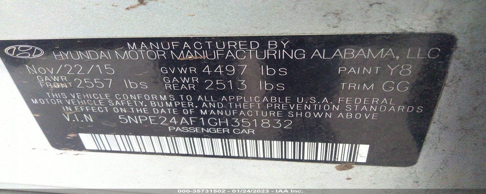 5NPE24AF1GH351832 2016 HYUNDAI SONATA photo no. 9