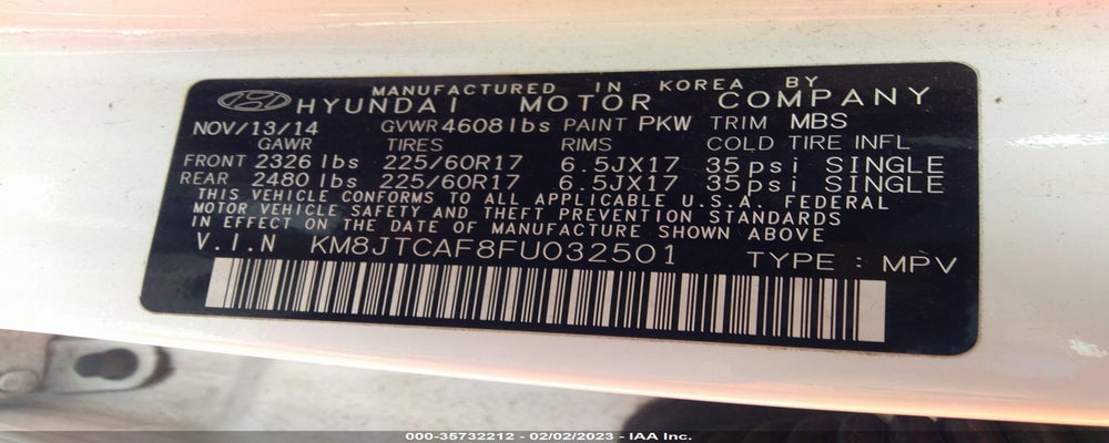 KM8JTCAF8FU032501 2015 HYUNDAI TUCSON photo no. 9