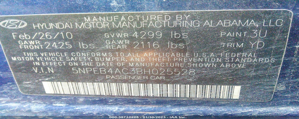 5NPEB4AC3BH025528 2011 HYUNDAI SONATA photo no. 9