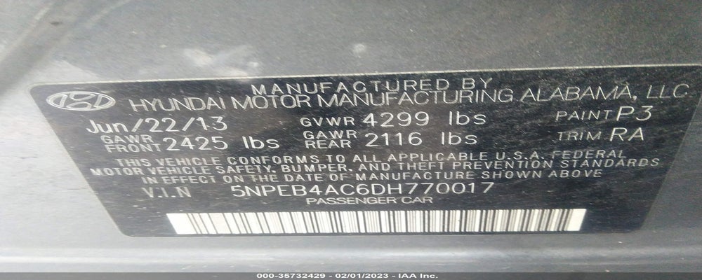 5NPEB4AC6DH770017 2013 HYUNDAI SONATA photo no. 9