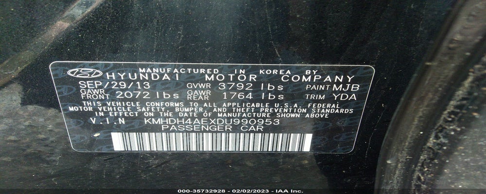 KMHDH4AEXDU990953 2013 HYUNDAI ELANTRA photo no. 9