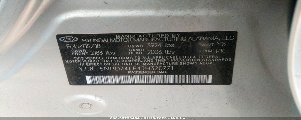 5NPD74LF4JH320771 2018 HYUNDAI ELANTRA photo no. 9