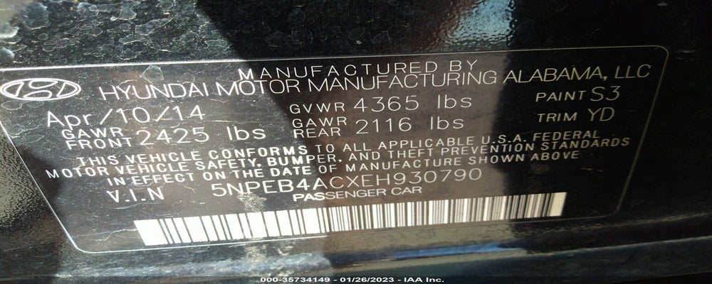 5NPEB4ACXEH930790 2014 HYUNDAI SONATA photo no. 9