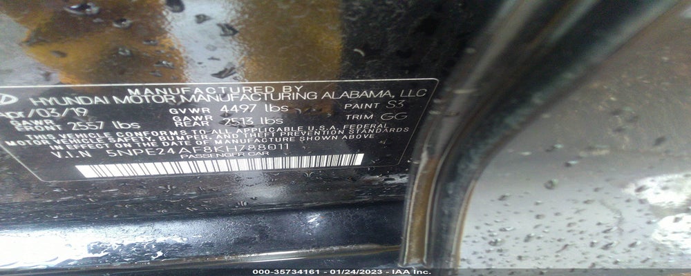 5NPE24AF8KH788011 2019 HYUNDAI SONATA photo no. 9