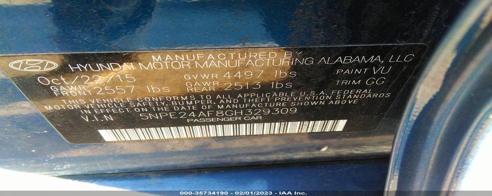 5NPE24AF8GH329309 2016 HYUNDAI SONATA photo no. 9