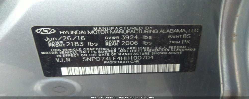 5NPD74LF4HH100704 2017 HYUNDAI ELANTRA photo no. 9