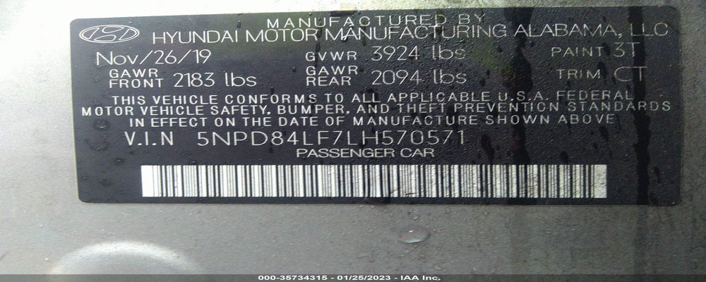 5NPD84LF7LH570571 2020 HYUNDAI ELANTRA photo no. 9