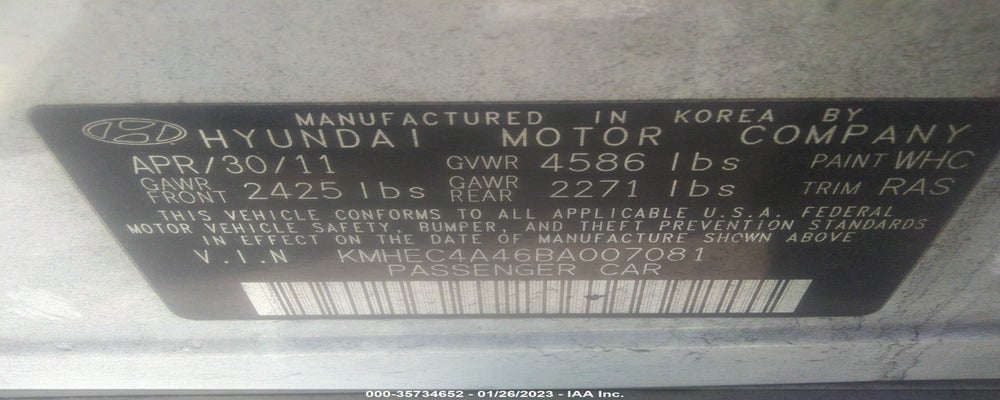 KMHEC4A46BA007081 2011 HYUNDAI SONATA photo no. 9