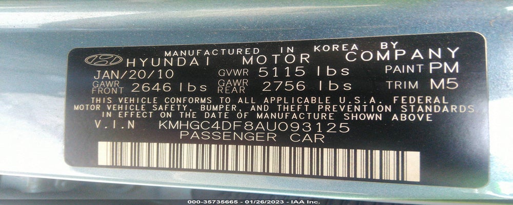 KMHGC4DF8AU093125 2010 HYUNDAI GENESIS photo no. 9
