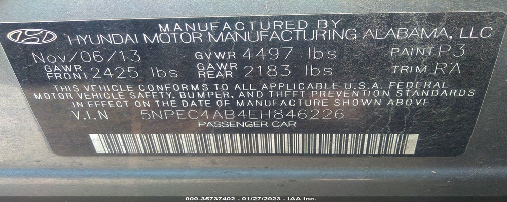 5NPEC4AB4EH846226 2014 HYUNDAI SONATA photo no. 9