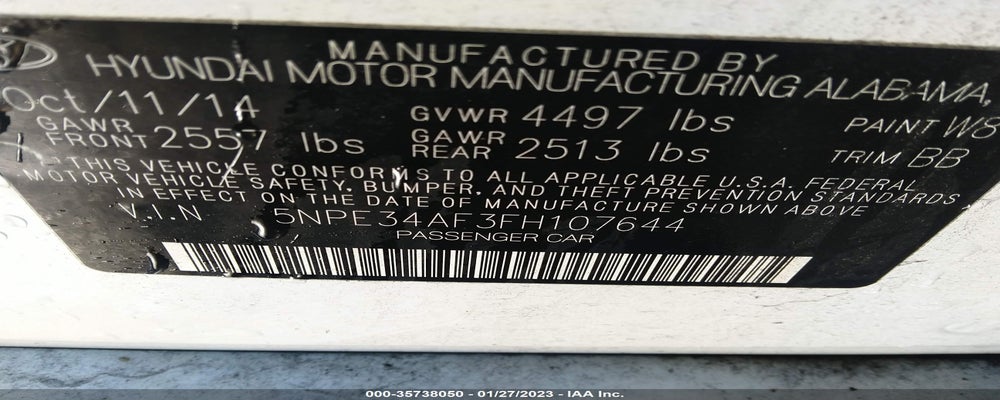 5NPE34AF3FH107644 2015 HYUNDAI SONATA photo no. 9