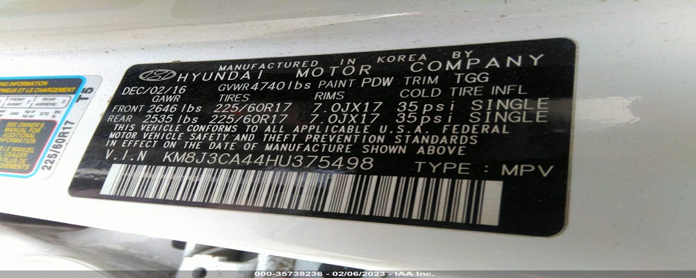 KM8J3CA44HU375498 2017 HYUNDAI TUCSON photo no. 9