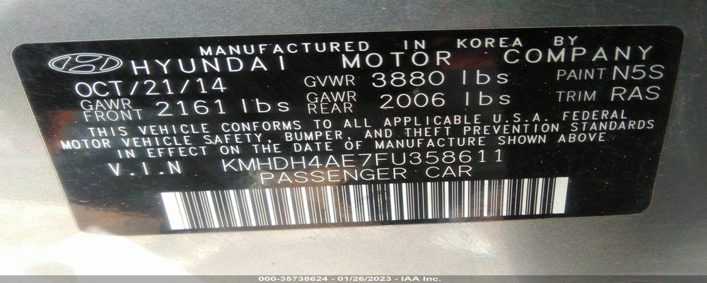 KMHDH4AE7FU358611 2015 HYUNDAI ELANTRA photo no. 9