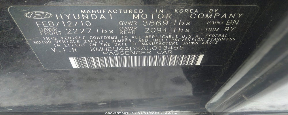 KMHDU4ADXAU013455 2010 HYUNDAI ELANTRA photo no. 9