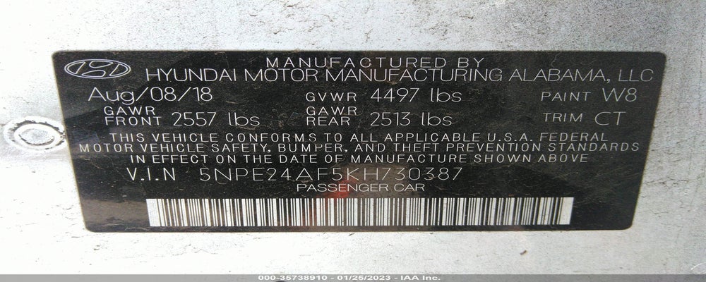 5NPE24AF5KH730387 2019 HYUNDAI SONATA photo no. 9