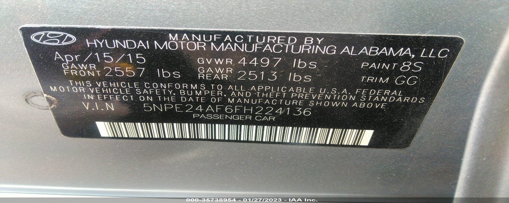 5NPE24AF6FH224136 2015 HYUNDAI SONATA photo no. 9