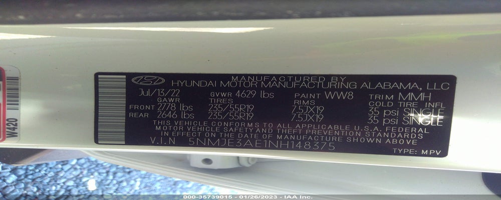 5NMJE3AE1NH148375 2022 HYUNDAI TUCSON photo no. 9