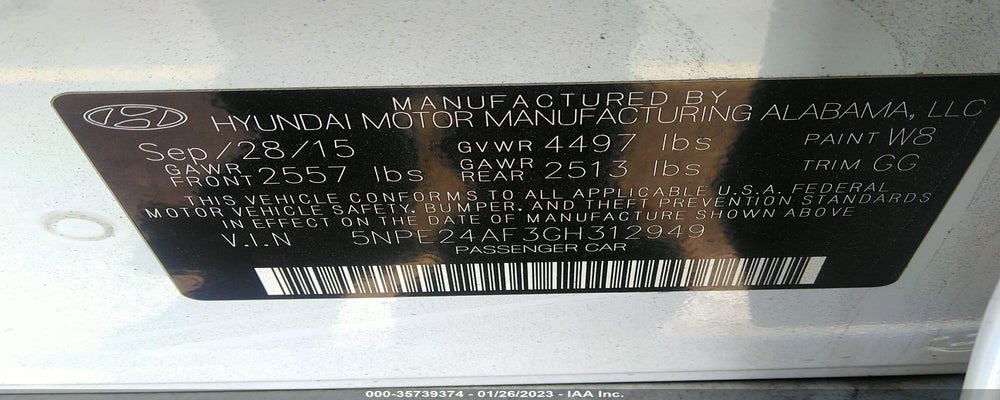 5NPE24AF3GH312949 2016 HYUNDAI SONATA photo no. 9