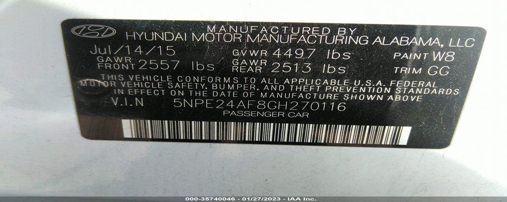 5NPE24AF8GH270116 2016 HYUNDAI SONATA photo no. 9