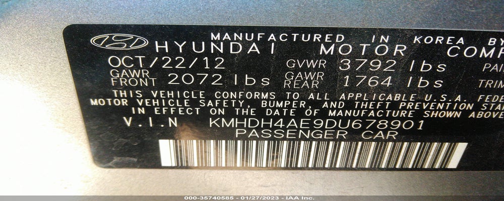 KMHDH4AE9DU678901 2013 HYUNDAI ELANTRA photo no. 9