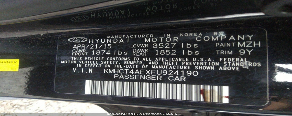 KMHCT4AEXFU924190 2015 HYUNDAI ACCENT photo no. 9