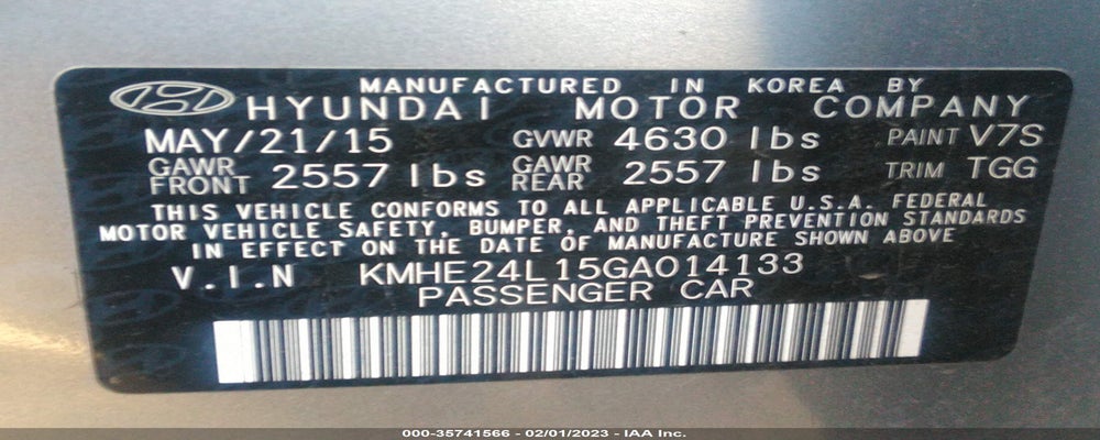 KMHE24L15GA014133 2016 HYUNDAI SONATA HYBRID photo no. 9