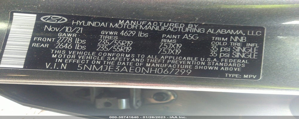 5NMJE3AE0NH067299 2022 HYUNDAI TUCSON photo no. 9