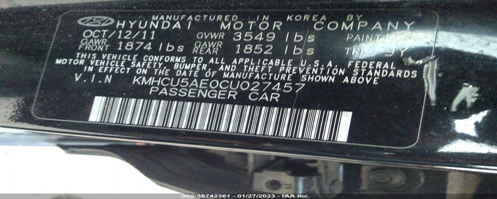 KMHCU5AE0CU027457 2012 HYUNDAI ACCENT photo no. 9