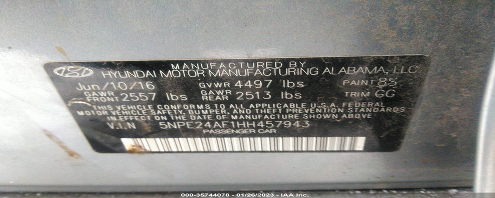 5NPE24AF1HH457943 2017 HYUNDAI SONATA photo no. 9