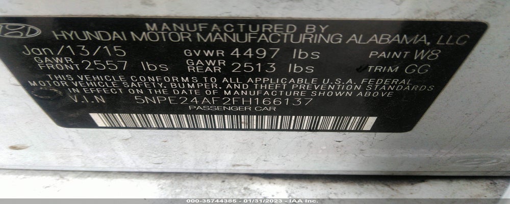 5NPE24AF2FH166137 2015 HYUNDAI SONATA photo no. 9