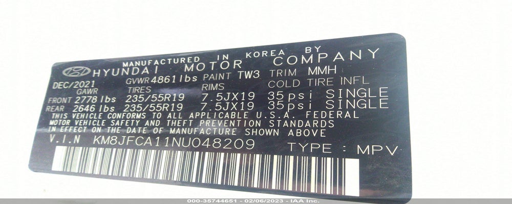 KM8JFCA11NU048209 2022 HYUNDAI TUCSON HYBRID photo no. 9