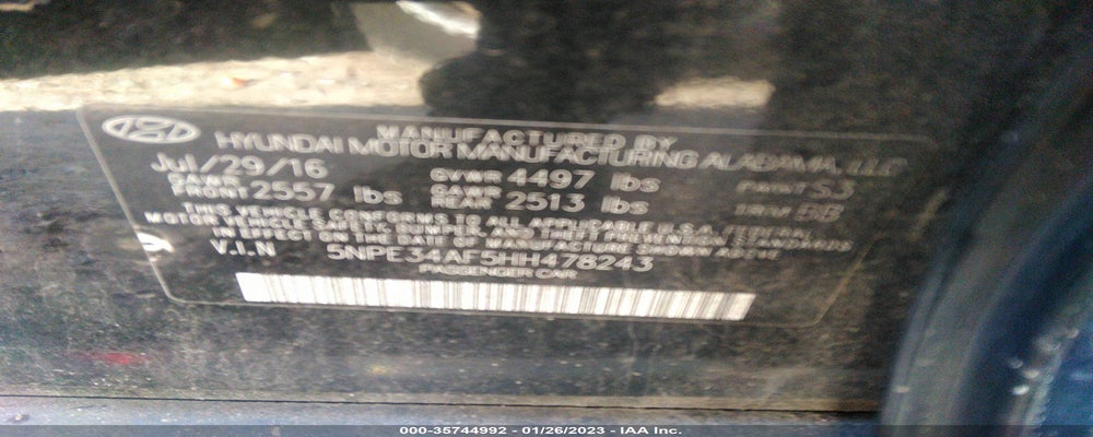 5NPE34AF5HH478243 2017 HYUNDAI SONATA photo no. 9