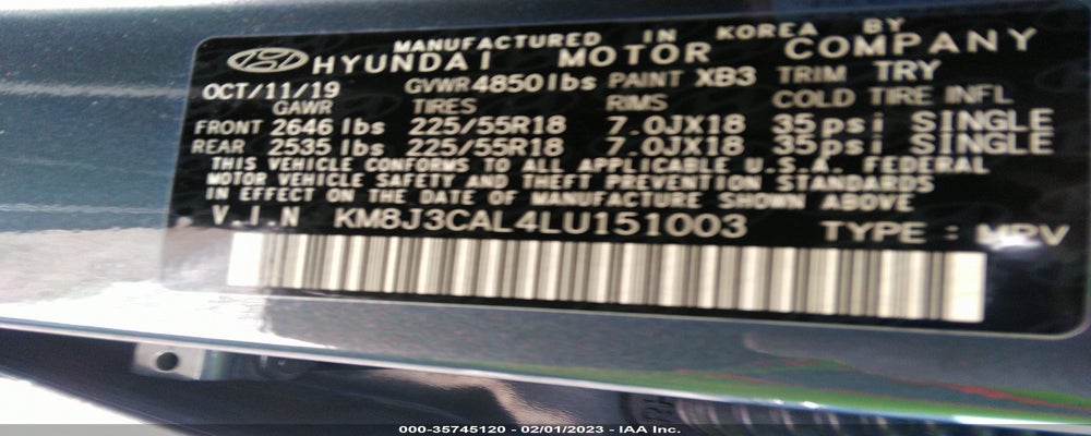 KM8J3CAL4LU151003 2020 HYUNDAI TUCSON photo no. 9