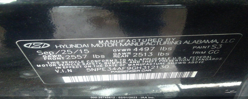 5NPE34AF9GH312130 2016 HYUNDAI SONATA photo no. 9