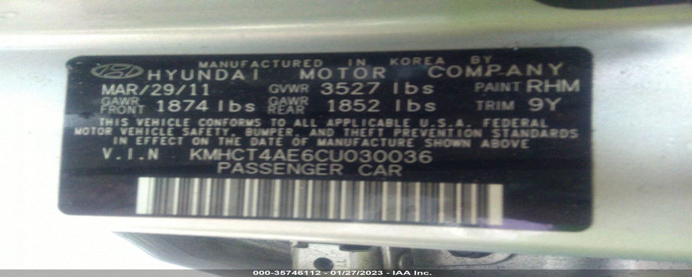 KMHCT4AE6CU030036 2012 HYUNDAI ACCENT photo no. 9