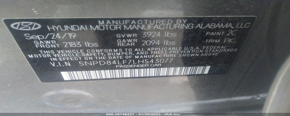 5NPD84LF7LH543077 2020 HYUNDAI ELANTRA photo no. 9