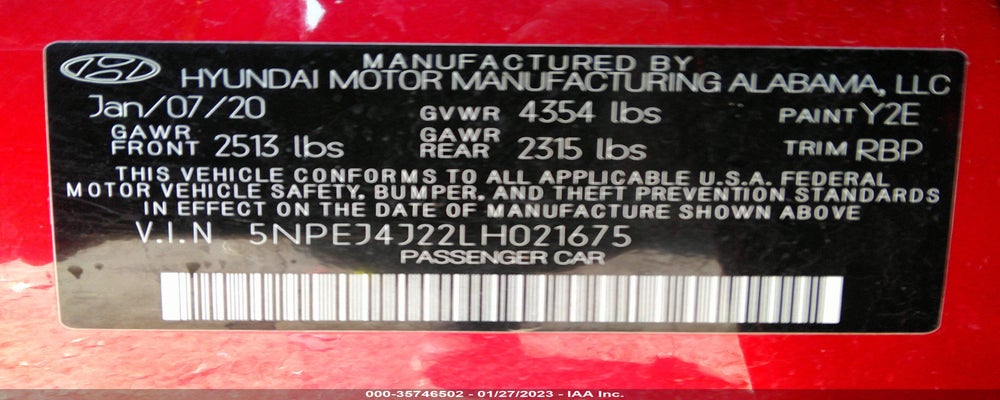 5NPEJ4J22LH021675 2020 HYUNDAI SONATA photo no. 9