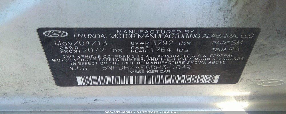 5NPDH4AE6DH341049 2013 HYUNDAI ELANTRA photo no. 9