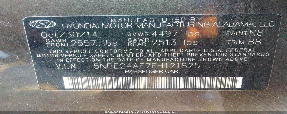 5NPE24AF7FH121825 2015 HYUNDAI SONATA photo no. 9