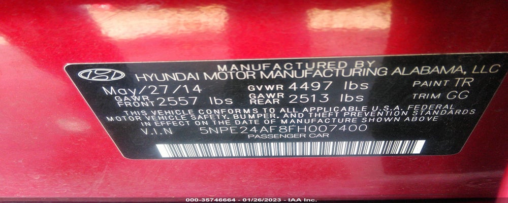 5NPE24AF8FH007400 2015 HYUNDAI SONATA photo no. 9