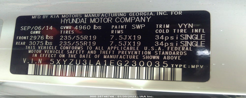 5XYZU3LA1EG230035 2014 HYUNDAI SANTA FE SPORT photo no. 9