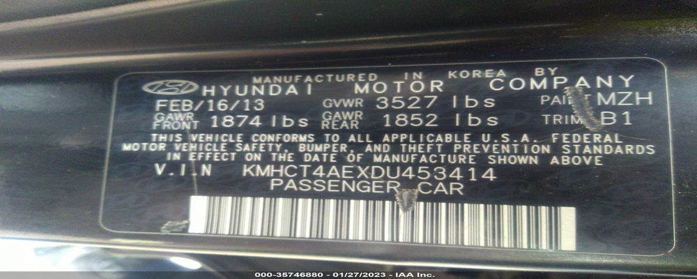 KMHCT4AEXDU453414 2013 HYUNDAI ACCENT photo no. 9