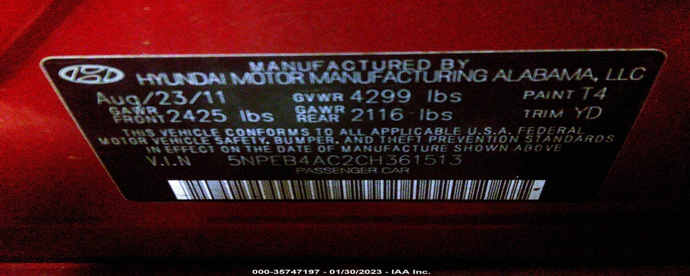 5NPEB4AC2CH361513 2012 HYUNDAI SONATA photo no. 9