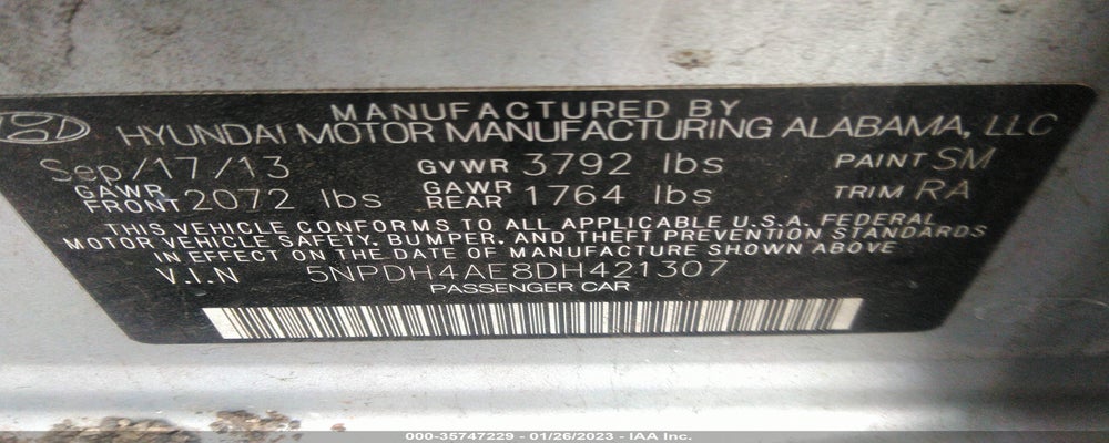 5NPDH4AE8DH421307 2013 HYUNDAI ELANTRA photo no. 9
