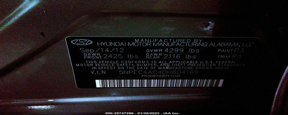 5NPEC4AC4DH604169 2013 HYUNDAI SONATA photo no. 9