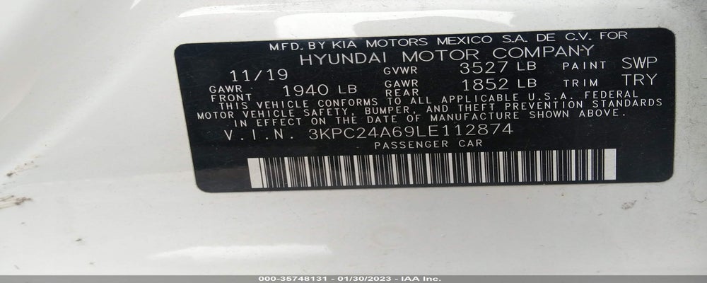 3KPC24A69LE112874 2020 HYUNDAI ACCENT photo no. 9