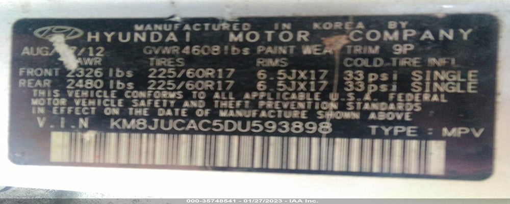 KM8JUCAC5DU593898 2013 HYUNDAI TUCSON photo no. 9